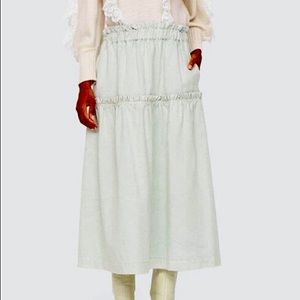 NWOT Sea New York Mint Ruched Midi Skirt with Pockets